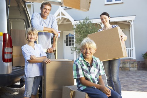 Packed boxes and furniture prepared for small removals